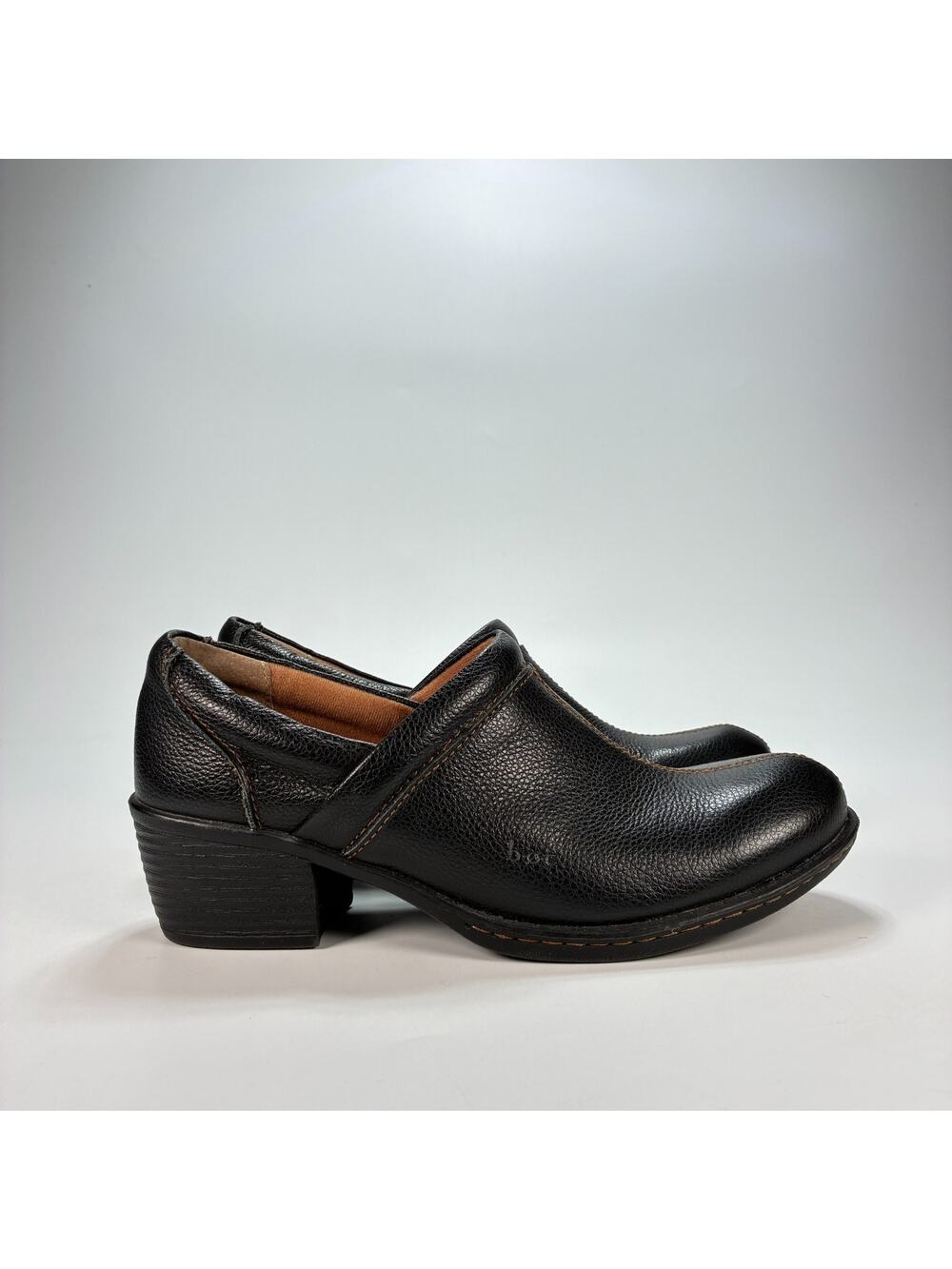 b.o.c. Peggy Clog Black Leather Casual Comfort Work Slip On Shoes Women's Size 8